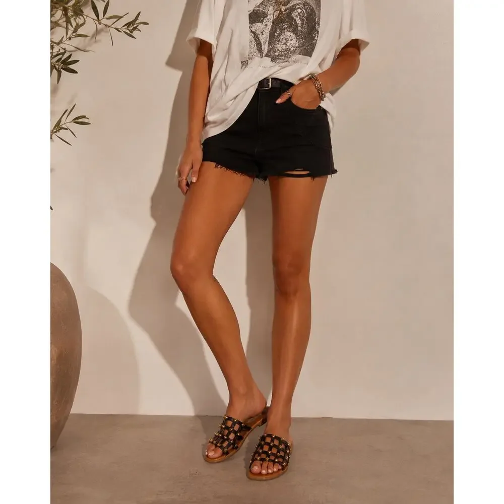 Steve Madden Studded Gladiator Cage Sandals Black Gold Y2K Women’s 8